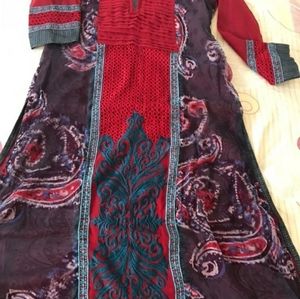 Red and Purple kurta and pants set, L